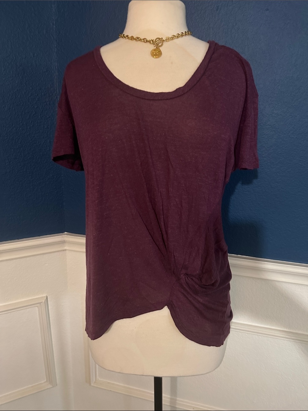 Halogen Plum Short Sleeve Twist Front Tee
